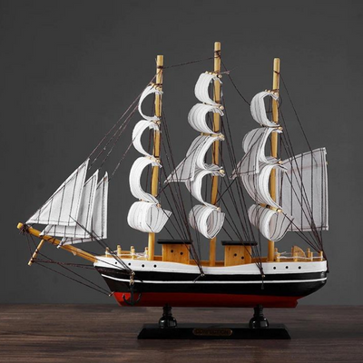 HomeQuill™ Mediterranean Style Wooden Sailboat Model