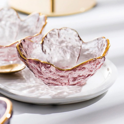 HomeMod™ Gold Inlay Sakura Glass Dish Set