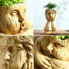 HomeQuill™ Wooden Face Vase