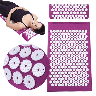 Acupressure Mat for Massage, Relaxation, Pain HomeQuill Purple Mat with Pillow