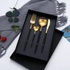 Dara Flatware Stainless Steel Set HomeQuill Black/Gold 4 sets (16 pieces)