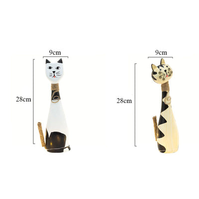 HomeQuill™ Couple Cat Wooden Figurine (Set of 2)
