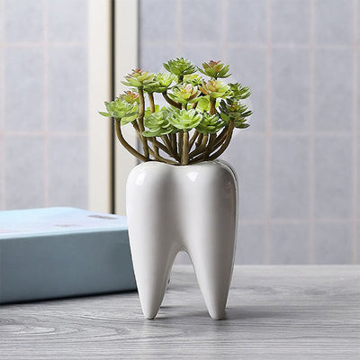 HomeQuill™ Ceramic Tooth Plant Pot