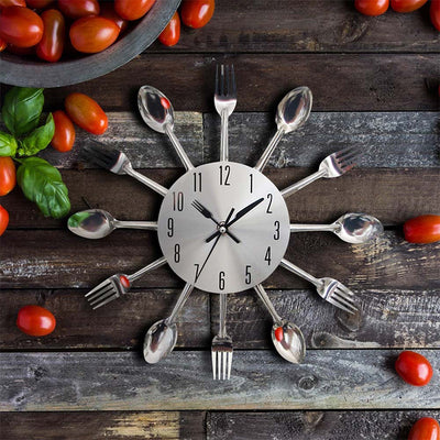 HomeQuill™ Cutlery Theme Kitchen Wall Clock