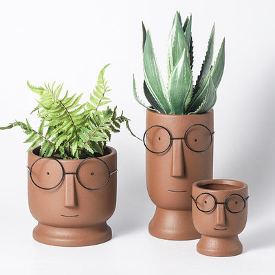 HomeQuill™ Boy & Glasses Flower Pot