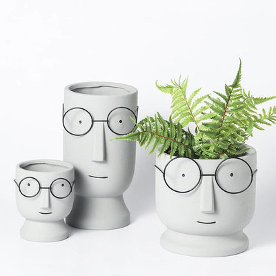 HomeQuill™ Boy & Glasses Flower Pot