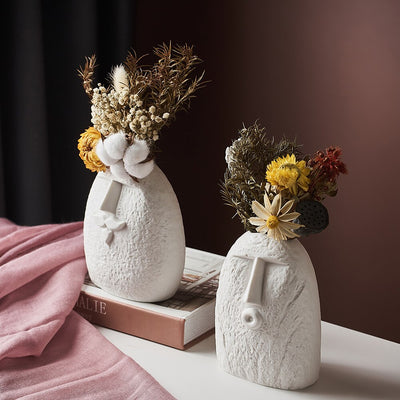 HomeQuill™ Nordic Face Ceramic Vases