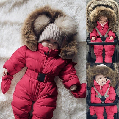 MiniFits™ Baby Down Snowsuit BlueRove Red 3M