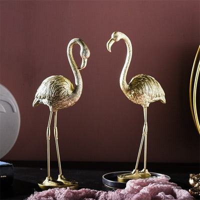 HomeQuill™ Luxury Golden Flamingo Figurines