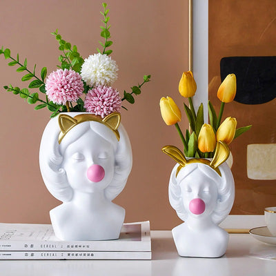 HomeQuill™ Modern Bubble Gum Girl Plant Vase