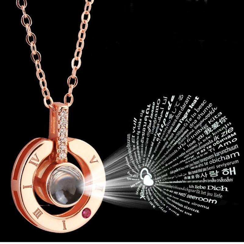 100 languages I love you Projection Pendant Necklace HomeQuill 