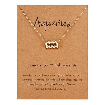 Gold Zodiac Necklace for Women HomeQuill Aquarius