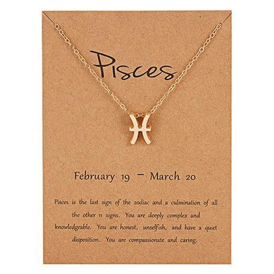 Gold Zodiac Necklace for Women HomeQuill Pisces