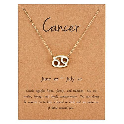 Gold Zodiac Necklace for Women HomeQuill Cancer