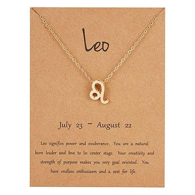Gold Zodiac Necklace for Women HomeQuill Leo