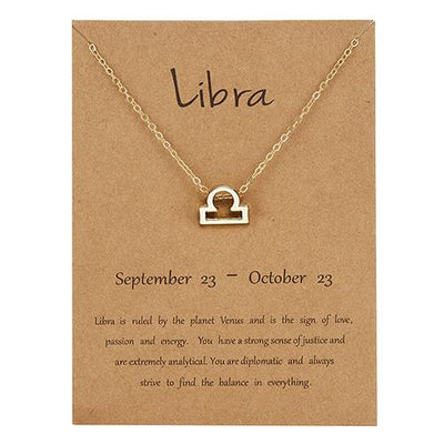 Gold Zodiac Necklace for Women HomeQuill Libra