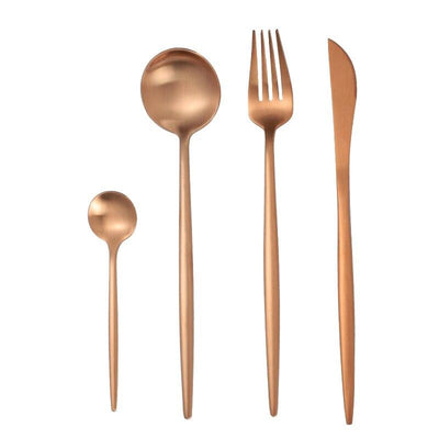 Dara Flatware Stainless Steel Set HomeQuill Rose Gold 4 sets (16 pieces)